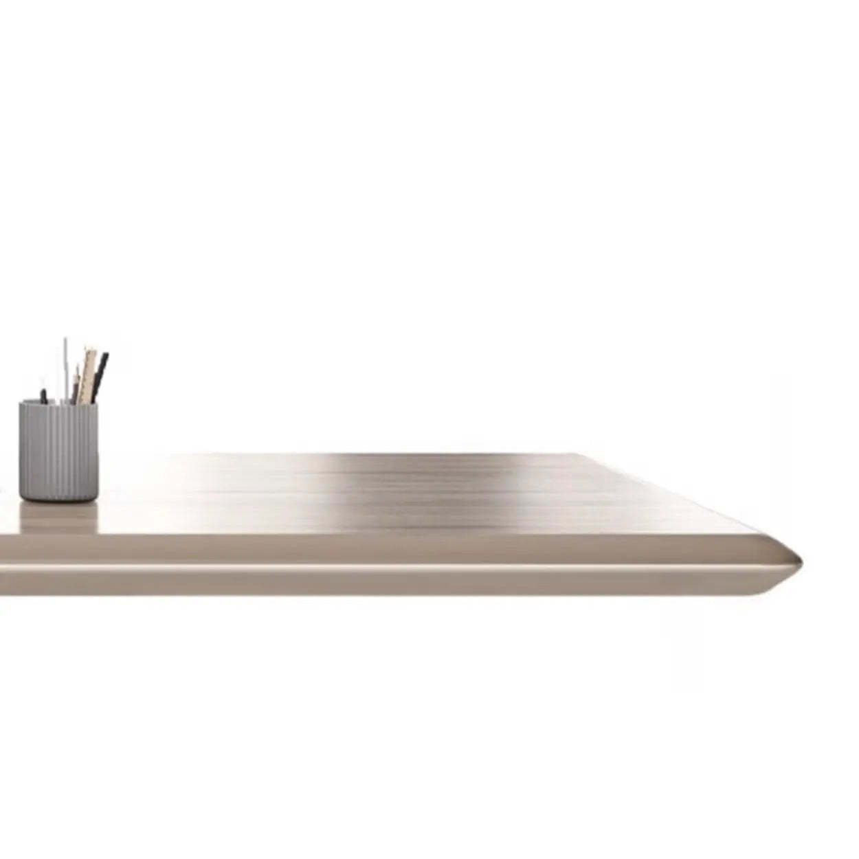 Gray Base Long L-Shape Brown Wood Executive Desk