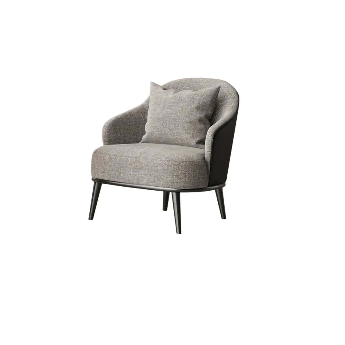 Gray-Black Coarse Linen Curved Back Pillow Accent Chair — Gray/ Black / Coarse Linen