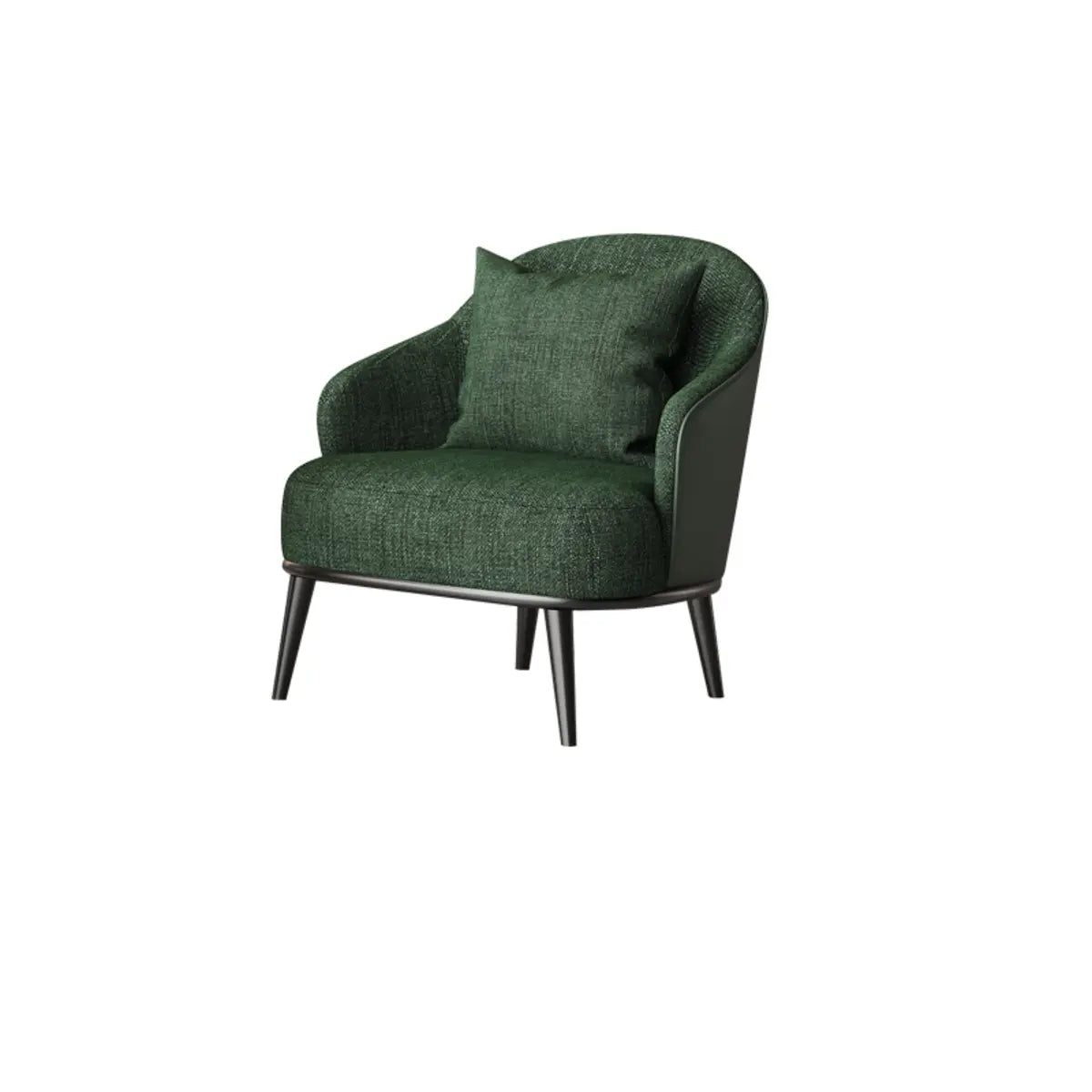 Gray-Black Coarse Linen Curved Back Pillow Accent Chair