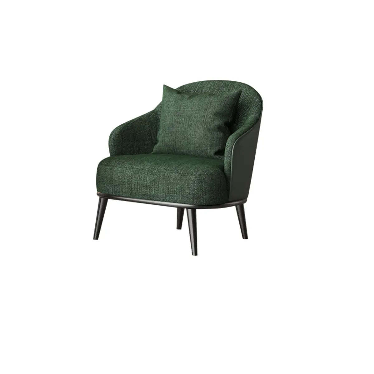 Gray-Black Coarse Linen Curved Back Pillow Accent Chair