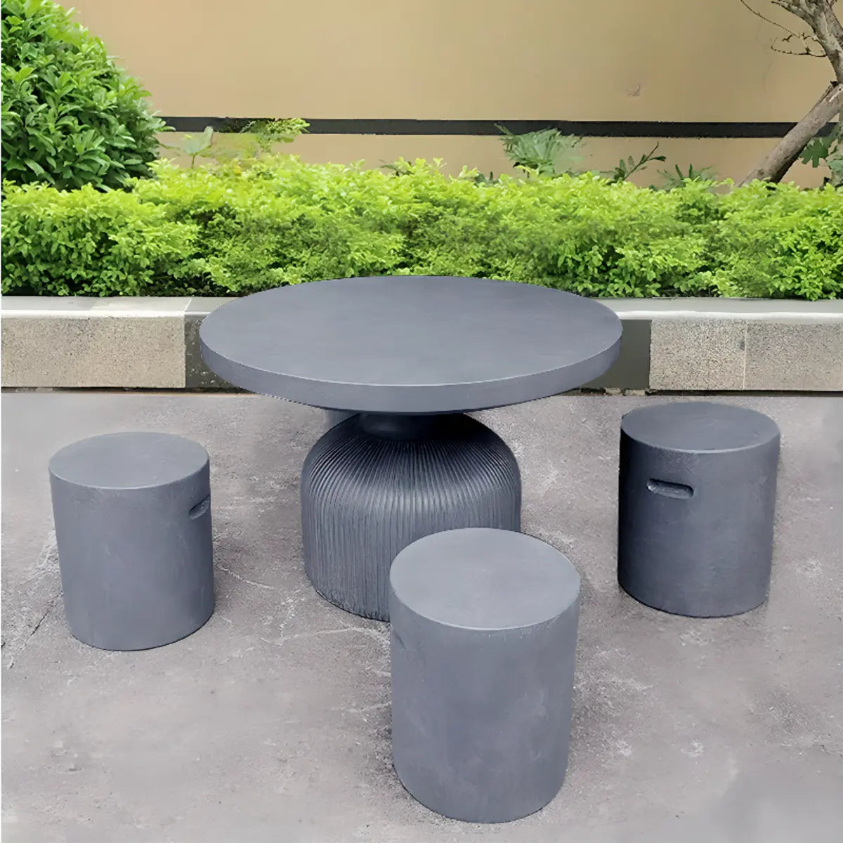 Gray Cement Round Concrete Outdoor Coffee Table