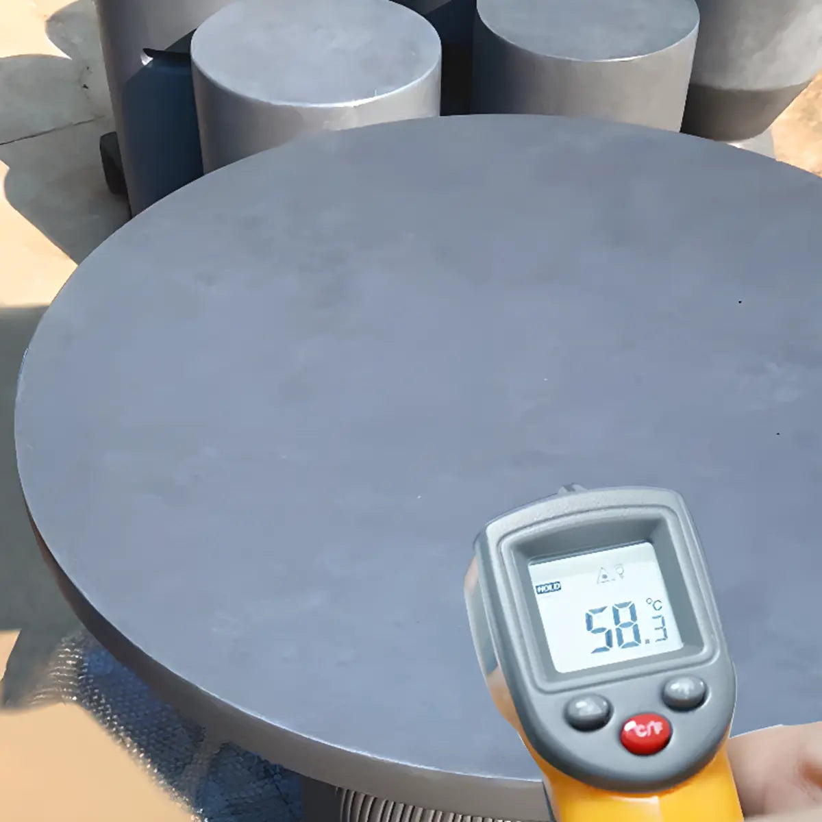 Gray Cement Round Concrete Outdoor Coffee Table