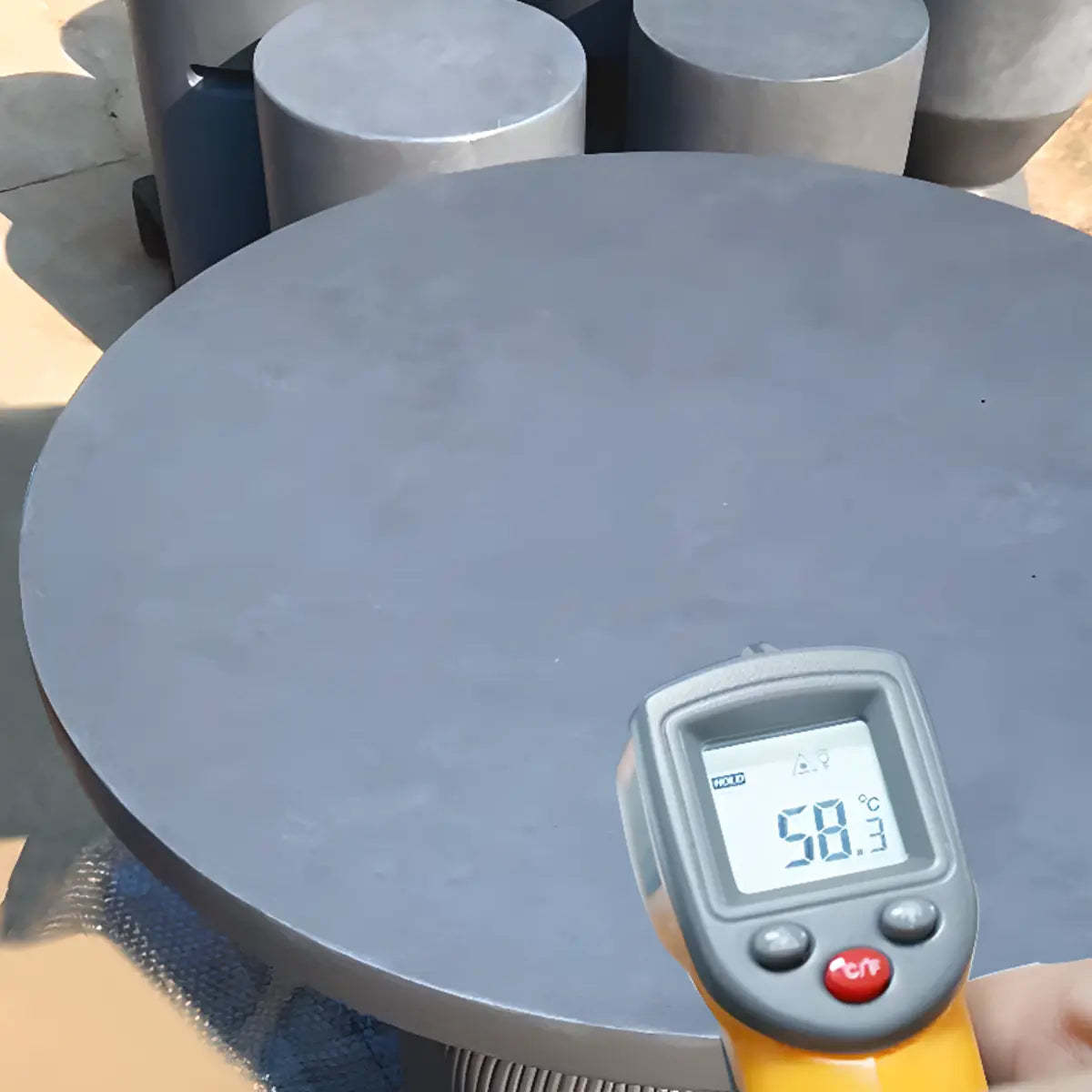 Gray Cement Round Concrete Outdoor Coffee Table