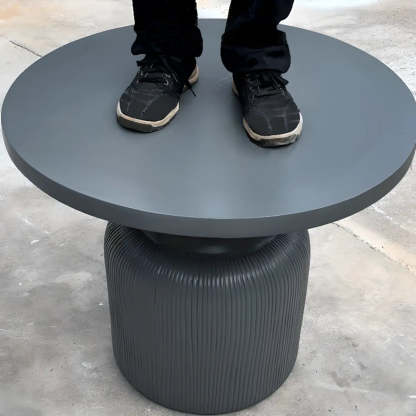 Gray Cement Round Concrete Outdoor Coffee Table