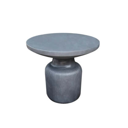 Gray Cement Round Concrete Outdoor Coffee Table — Light Gray / Table Only