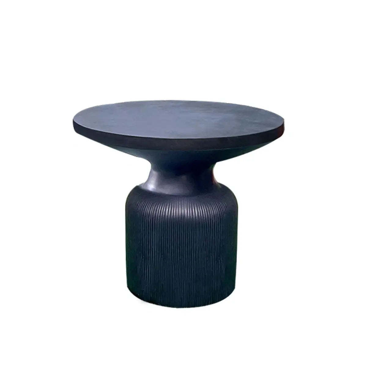 Gray Cement Round Concrete Outdoor Coffee Table — Black / Table Only