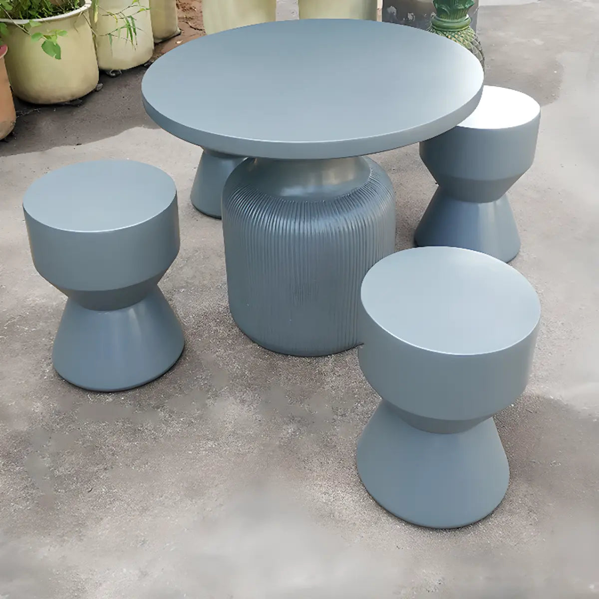 Gray Cement Round Concrete Outdoor Coffee Table — Light Gray / Table Only