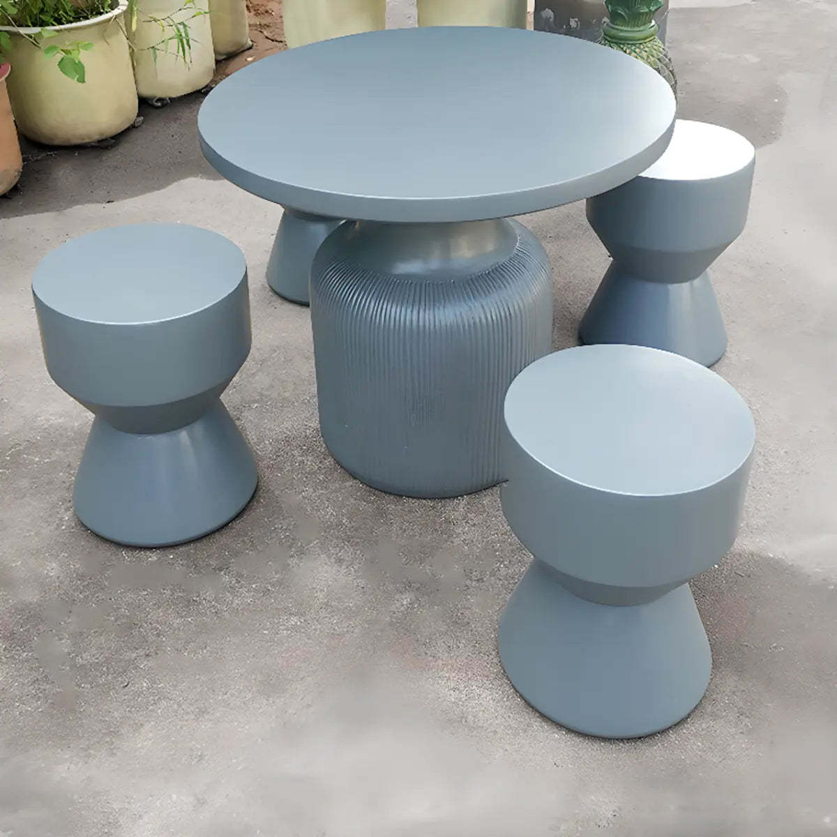 Gray Cement Round Concrete Outdoor Coffee Table — Light Gray / Table Only