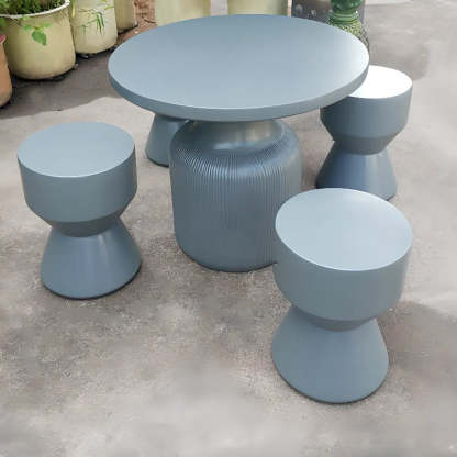 Gray Cement Round Concrete Outdoor Coffee Table — Light Gray / Table Only