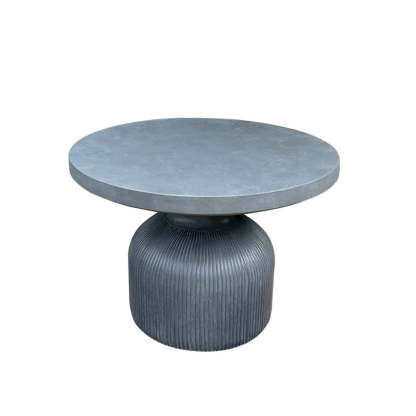Gray Cement Round Concrete Outdoor Coffee Table — Light Gray / Table Only