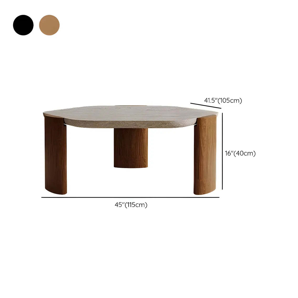 Gray Hexagon Travertine Black-Leg Coffee Table