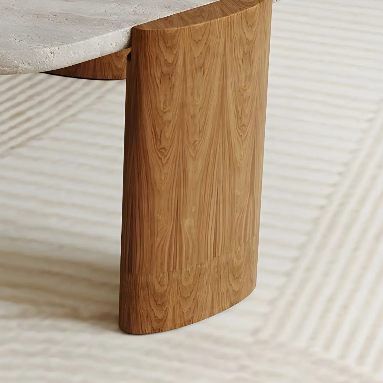 Gray Hexagon Travertine Black-Leg Coffee Table
