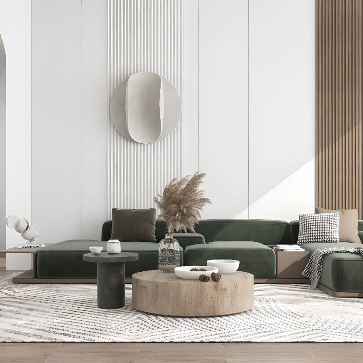 Gray Manufactured Wood Nesting Round Coffee Table