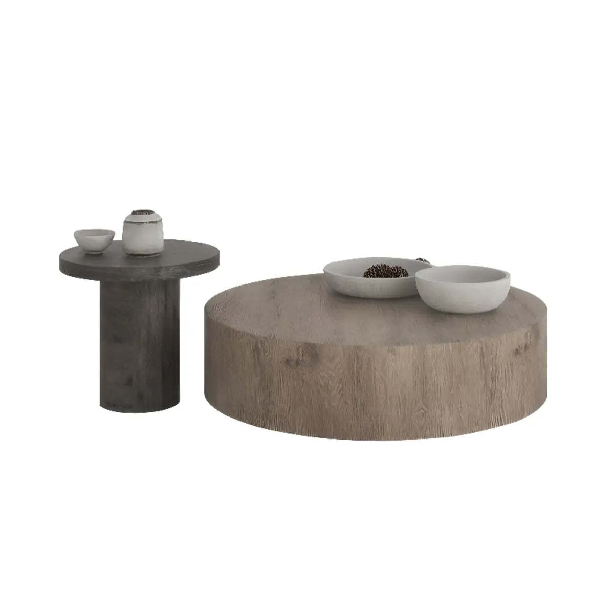 Gray Manufactured Wood Nesting Round Coffee Table