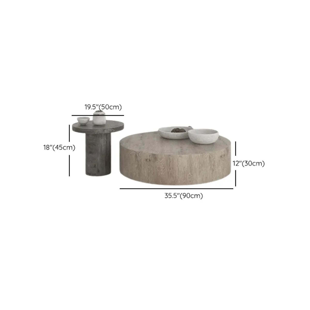 Gray Manufactured Wood Nesting Round Coffee Table