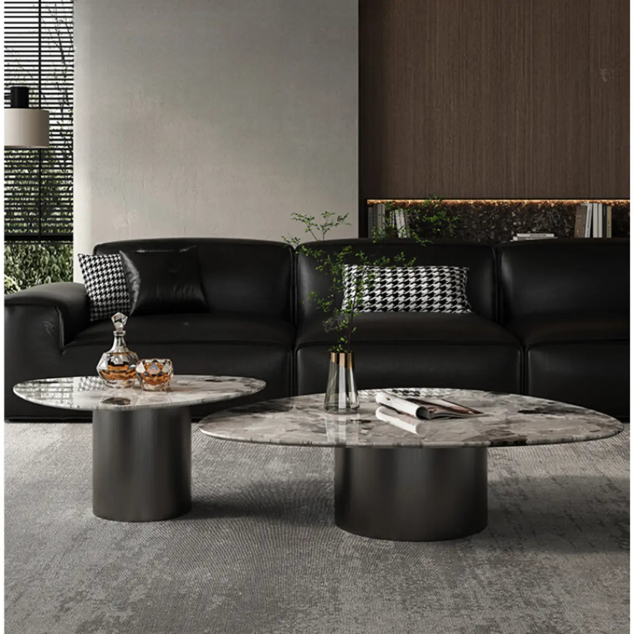 Gray Marble Triangle Stainless Steel Base Coffee Table