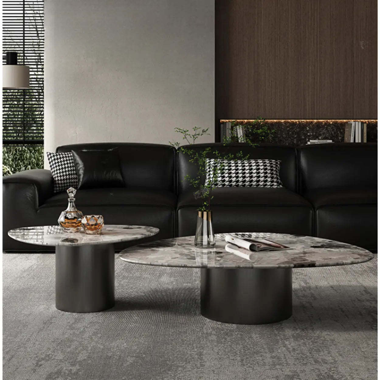 Gray Marble Triangle Stainless Steel Base Coffee Table