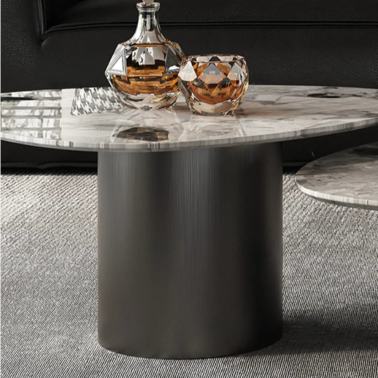 Gray Marble Triangle Stainless Steel Base Coffee Table