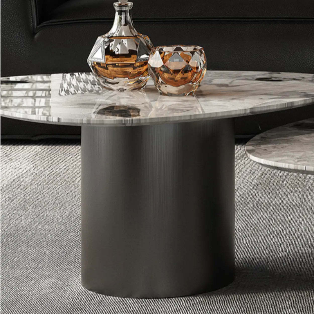 Gray Marble Triangle Stainless Steel Base Coffee Table