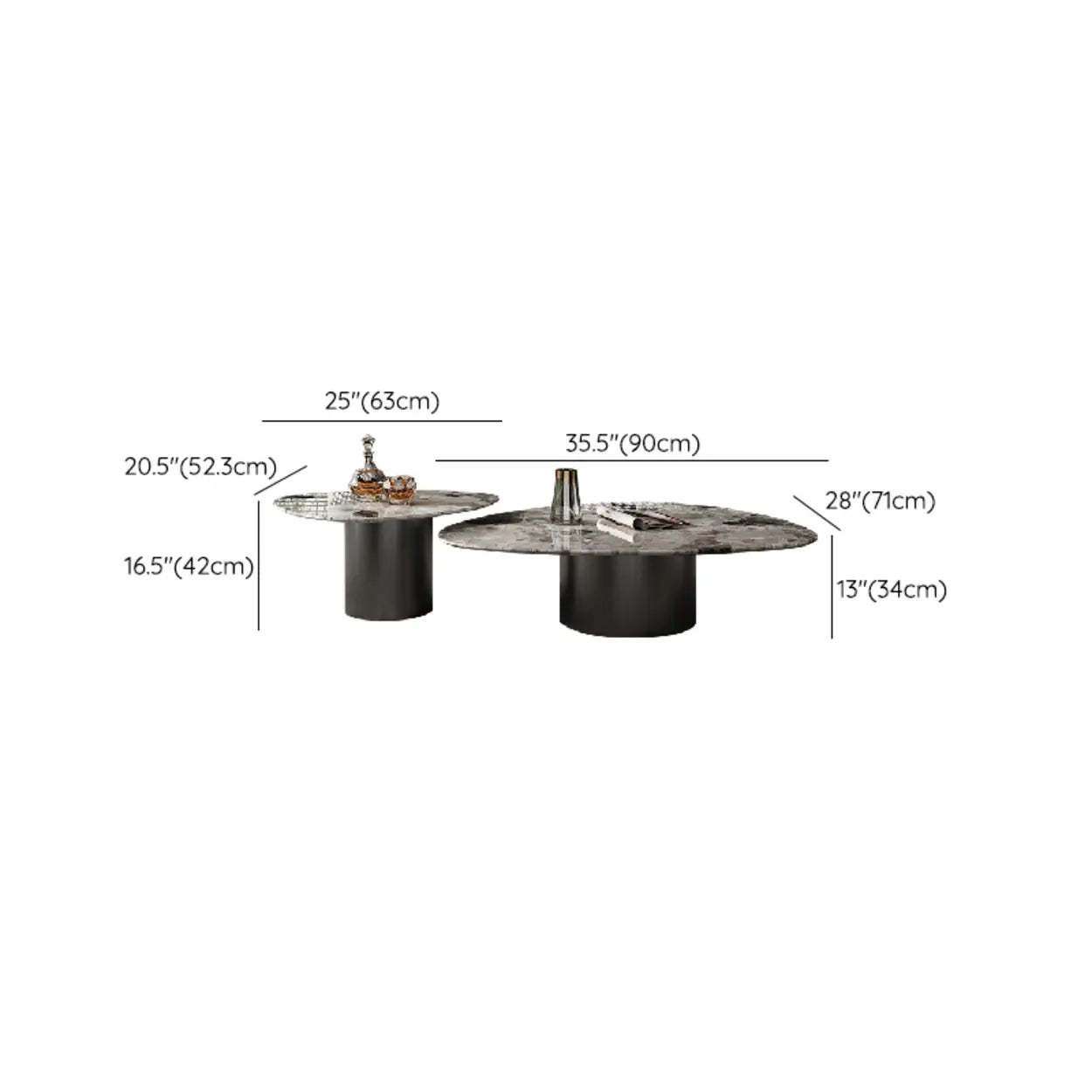 Gray Marble Triangle Stainless Steel Base Coffee Table