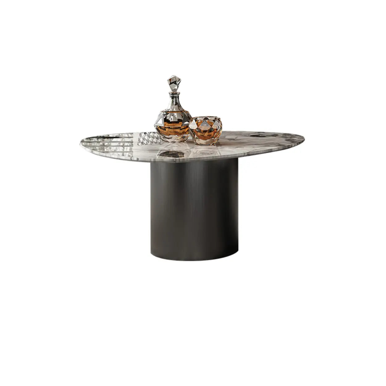 Gray Marble Triangle Stainless Steel Base Coffee Table