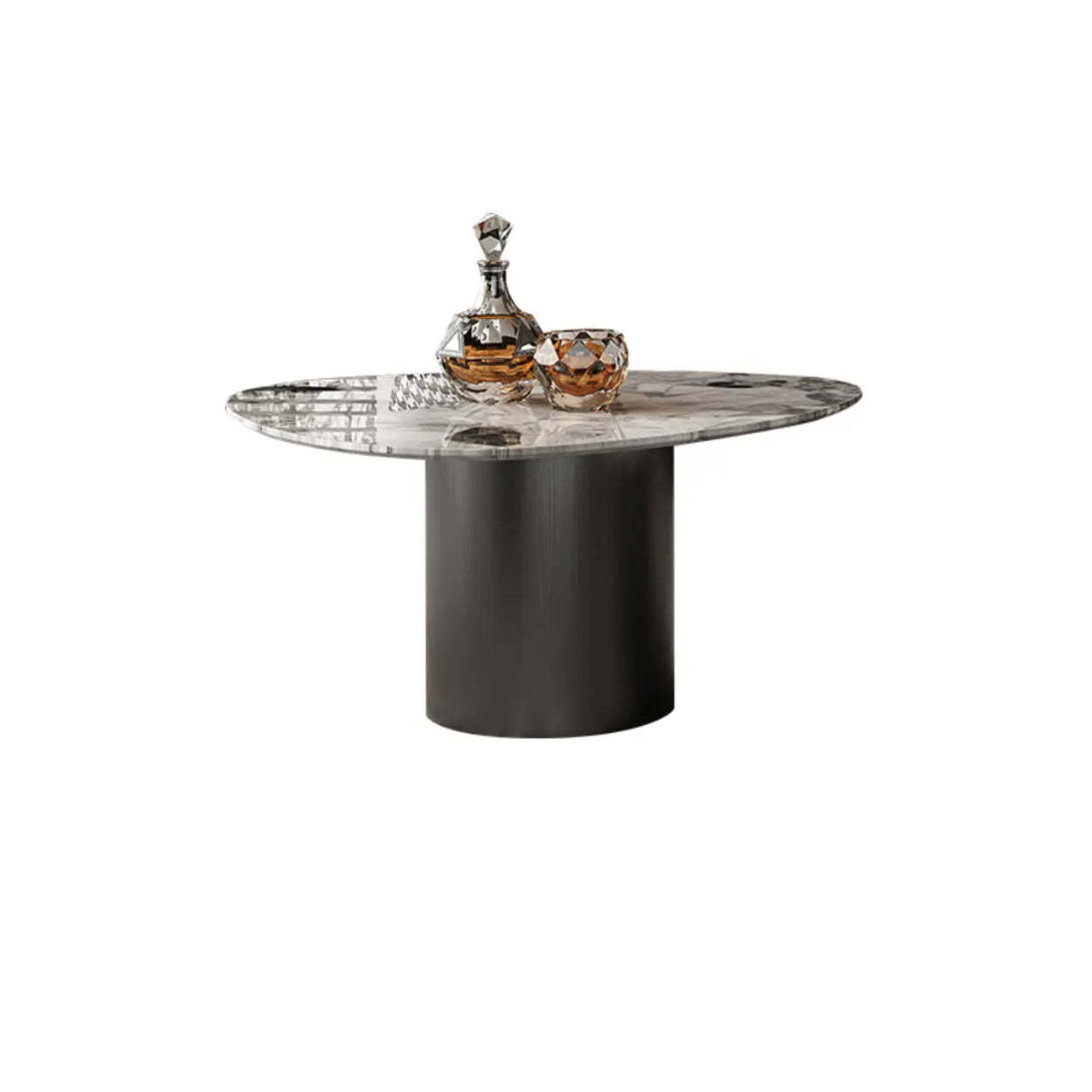 Gray Marble Triangle Stainless Steel Base Coffee Table
