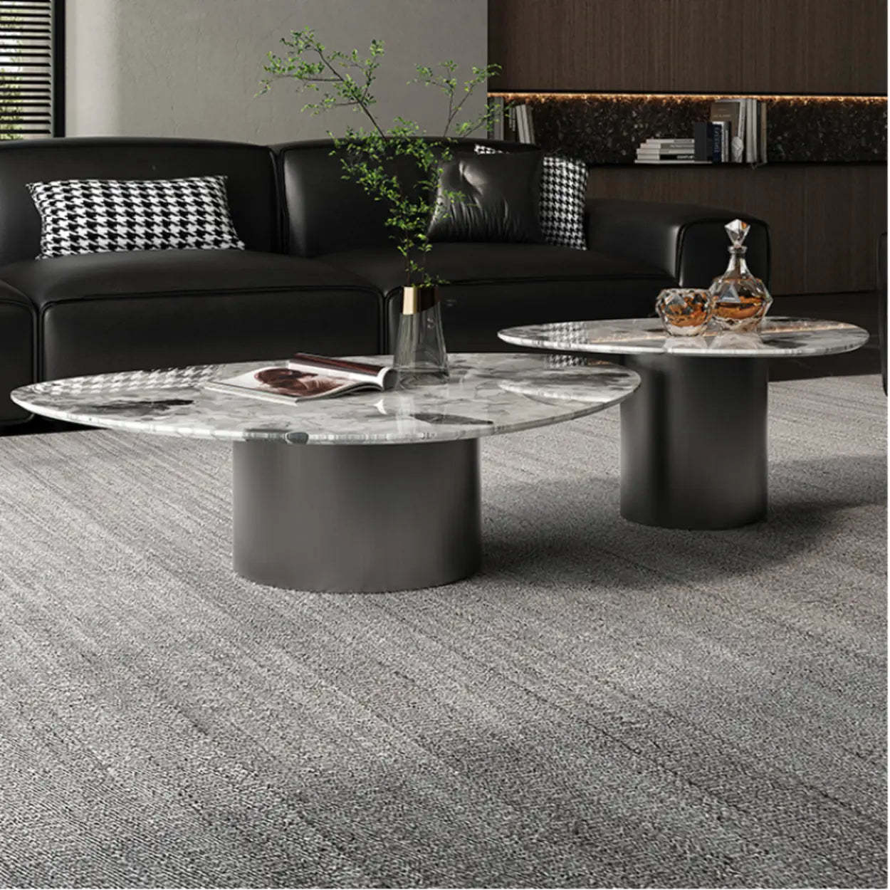 Gray Marble Triangle Stainless Steel Base Coffee Table