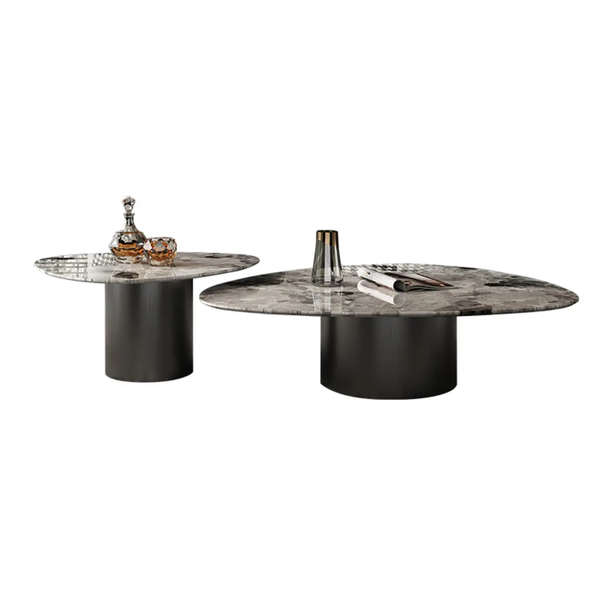 Gray Marble Triangle Stainless Steel Base Coffee Table