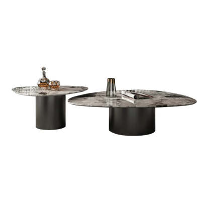 Gray Marble Triangle Stainless Steel Base Coffee Table