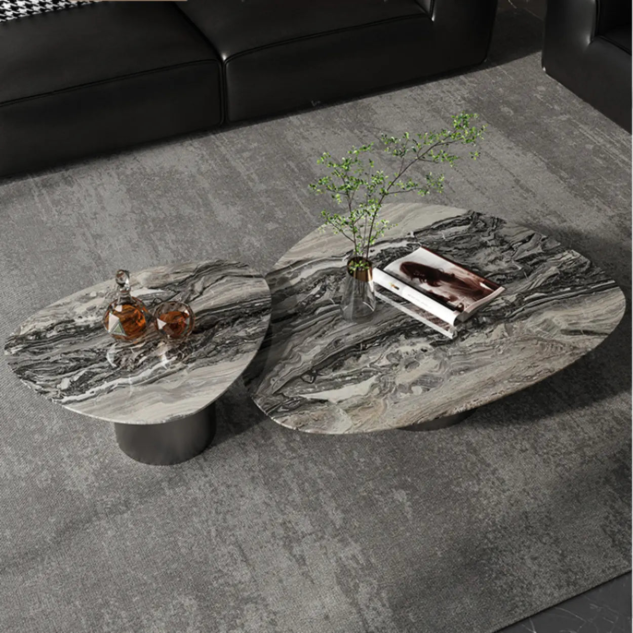 Gray Marble Triangle Stainless Steel Base Coffee Table