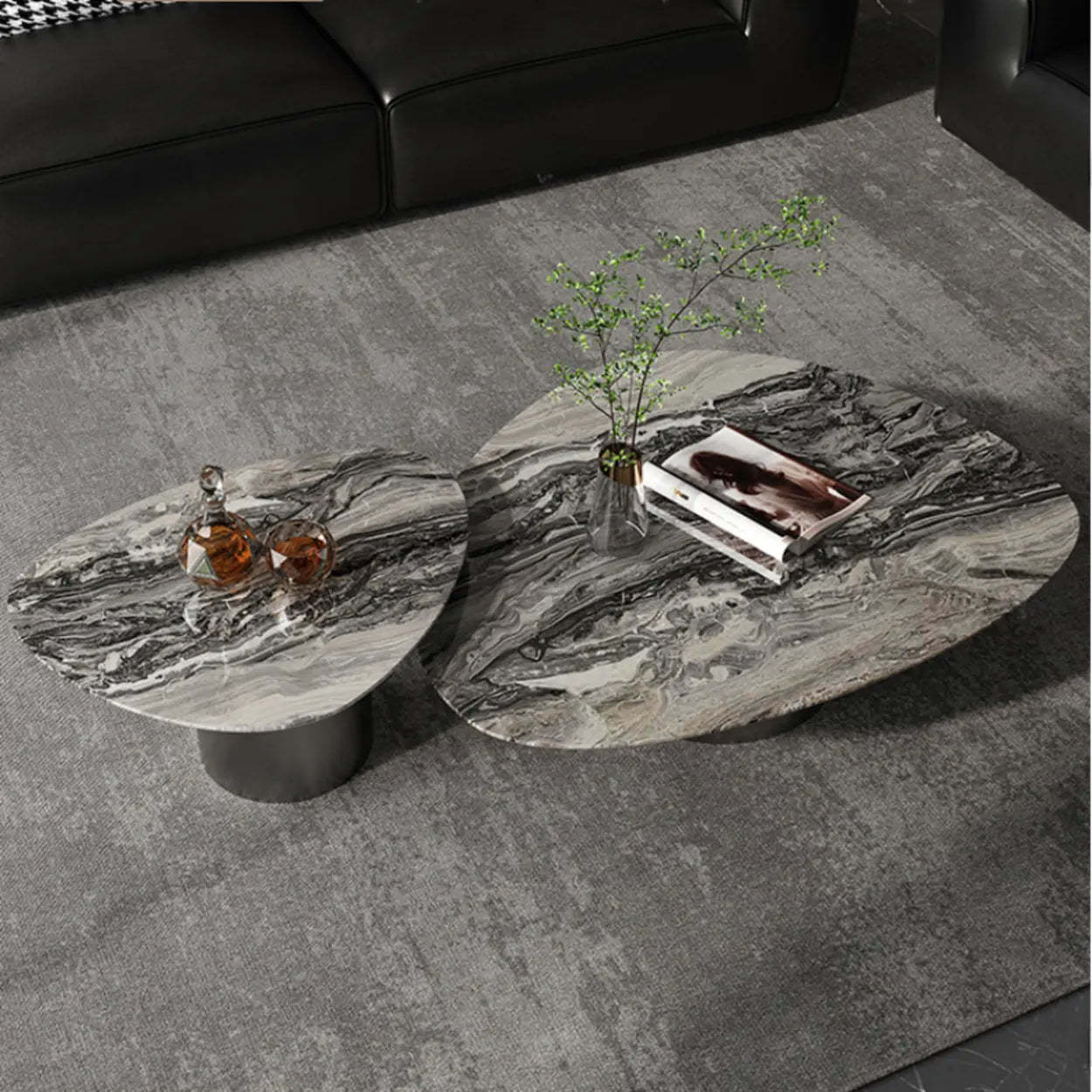 Gray Marble Triangle Stainless Steel Base Coffee Table