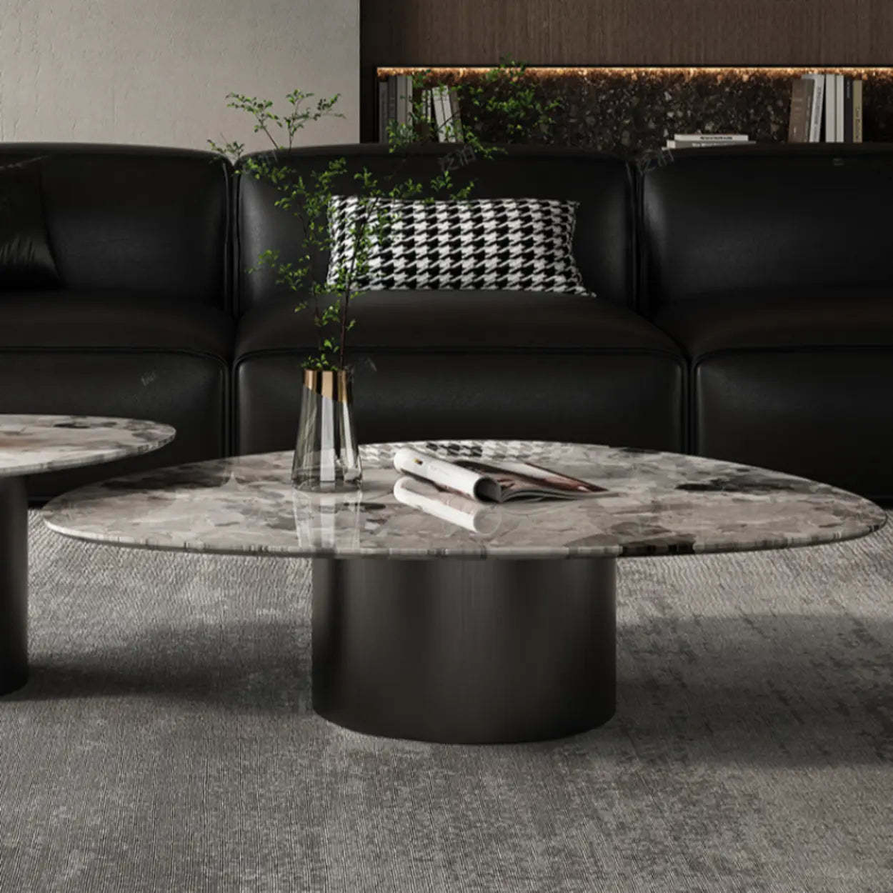 Gray Marble Triangle Stainless Steel Base Coffee Table