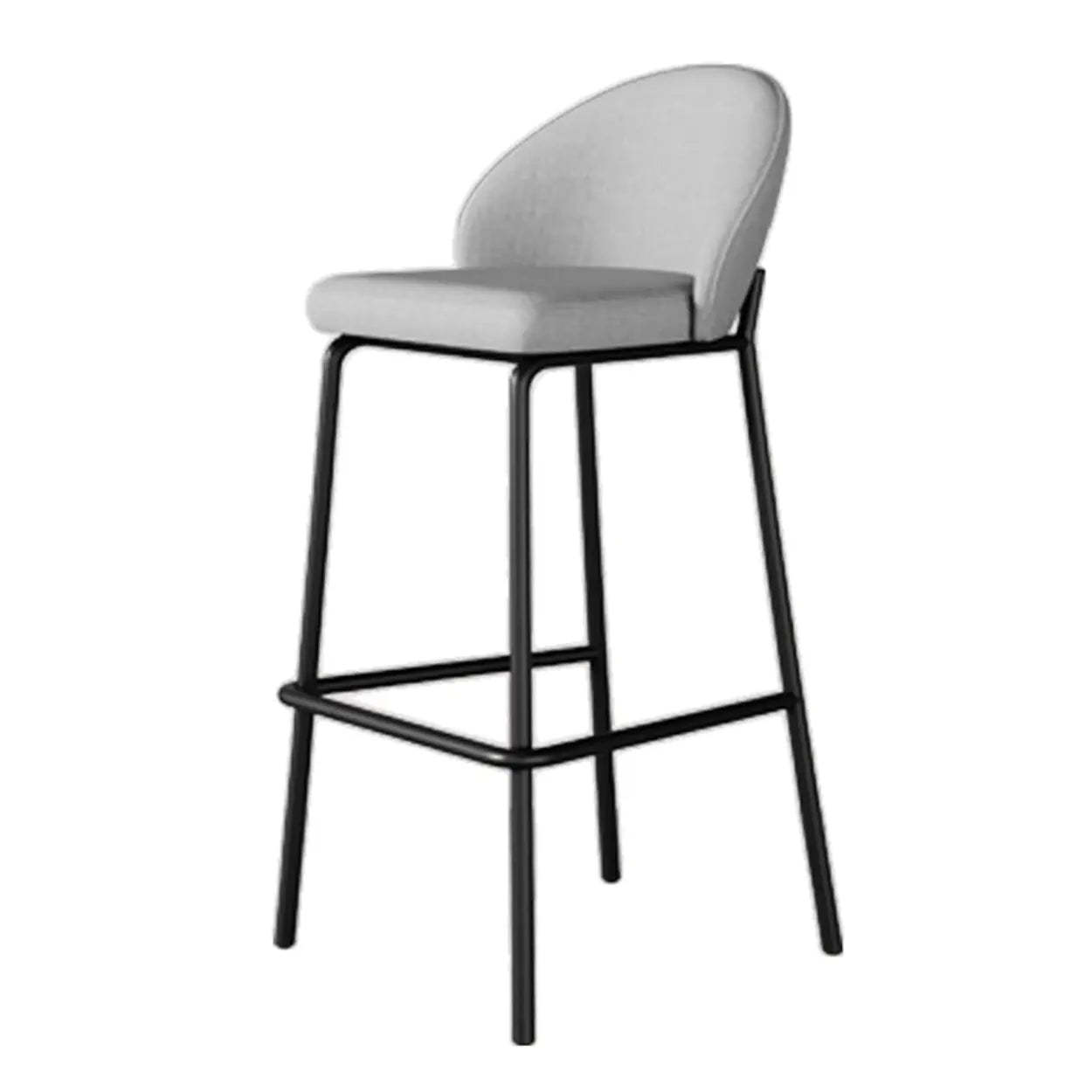 Gray Metal Four-Leg Bucket Fabric Bistro Bar Stool — Leather / Light Gray