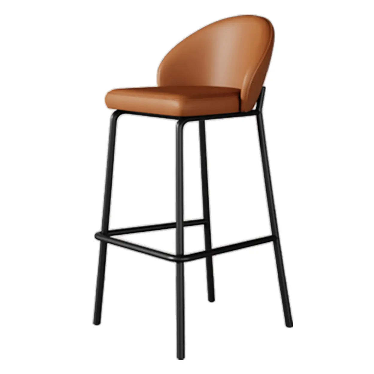 Modern bistro four-leg bar & counter stools in metal — 16" L x 17" W x 22" H / Genuine Leather / Brown