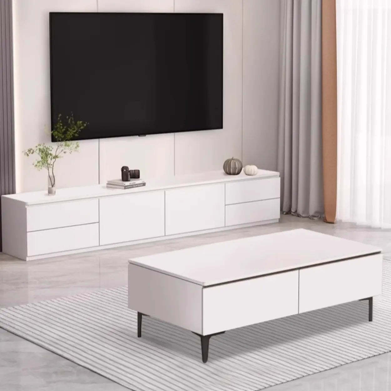 Gray Oak Wood Rectangular TV Stand with Storage — Gray Oak