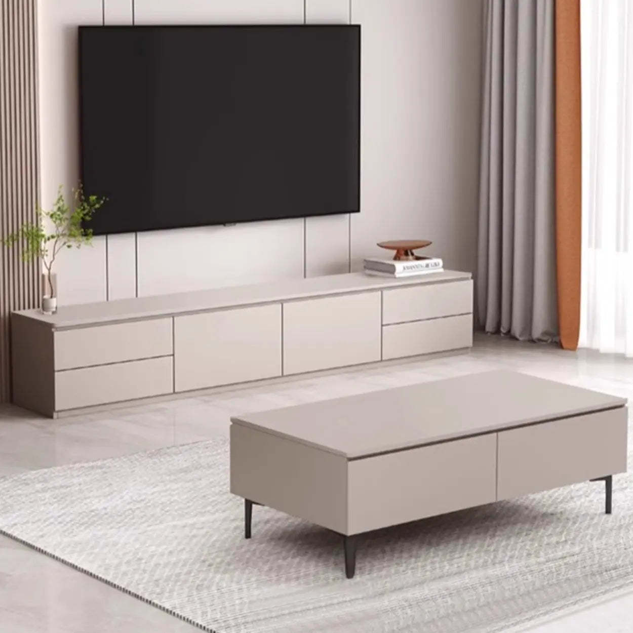 Gray Oak Wood Rectangular TV Stand with Storage — Gray Oak
