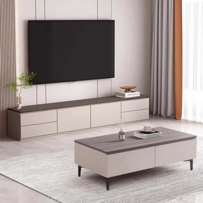 Gray Oak Wood Rectangular TV Stand with Storage — Gray Oak