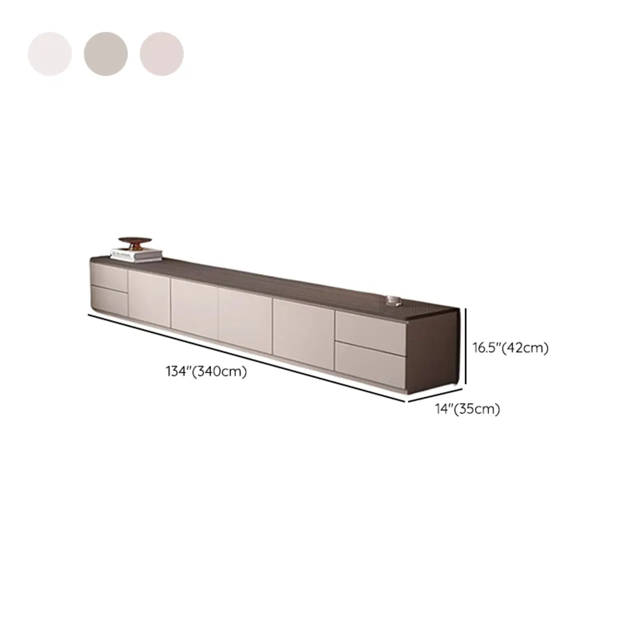 Gray Oak Wood Rectangular TV Stand with Storage — Khaki Gray