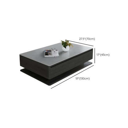 Gray Rectangular Stone Coffee Table with Drawers