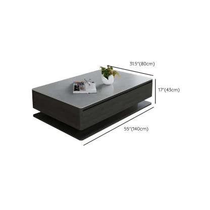 Gray Rectangular Stone Coffee Table with Drawers