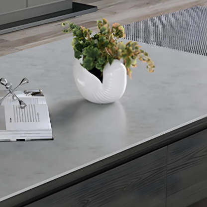 Gray Rectangular Stone Coffee Table with Drawers