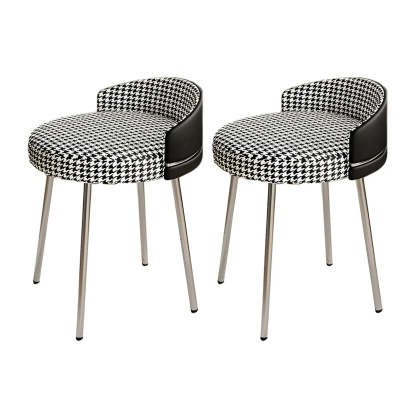 Round Leather Vanity Stool with Backrest