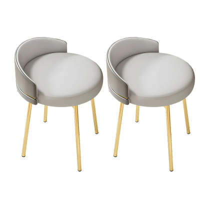 Round Leather Vanity Stool with Backrest