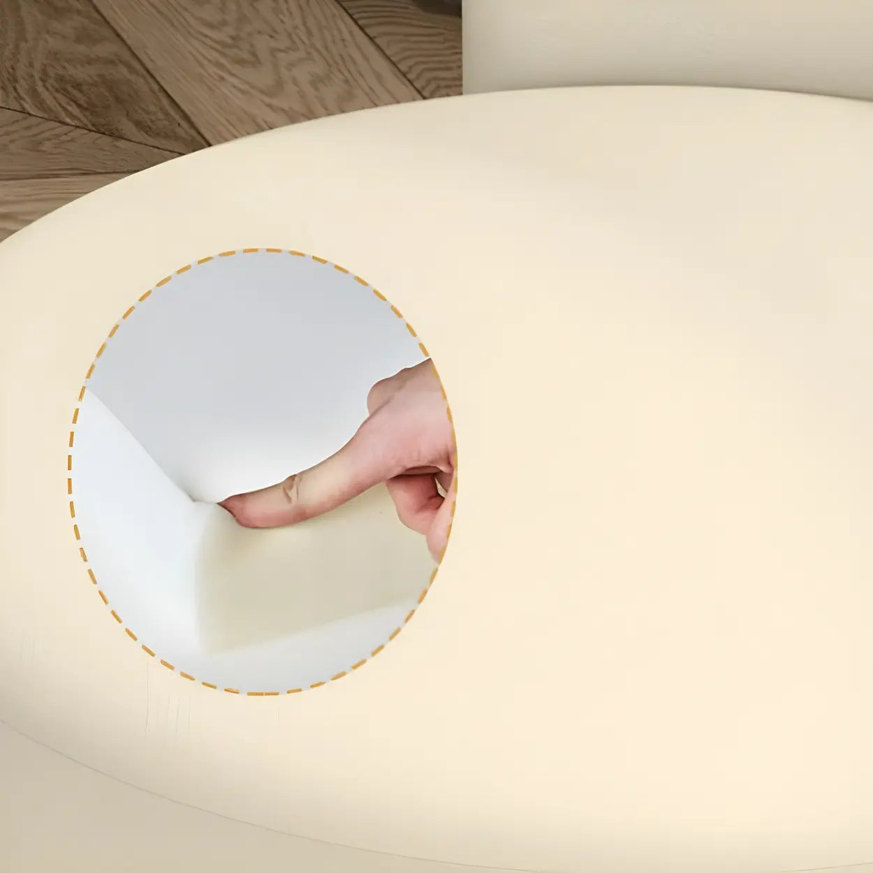 Round Leather Vanity Stool with Backrest