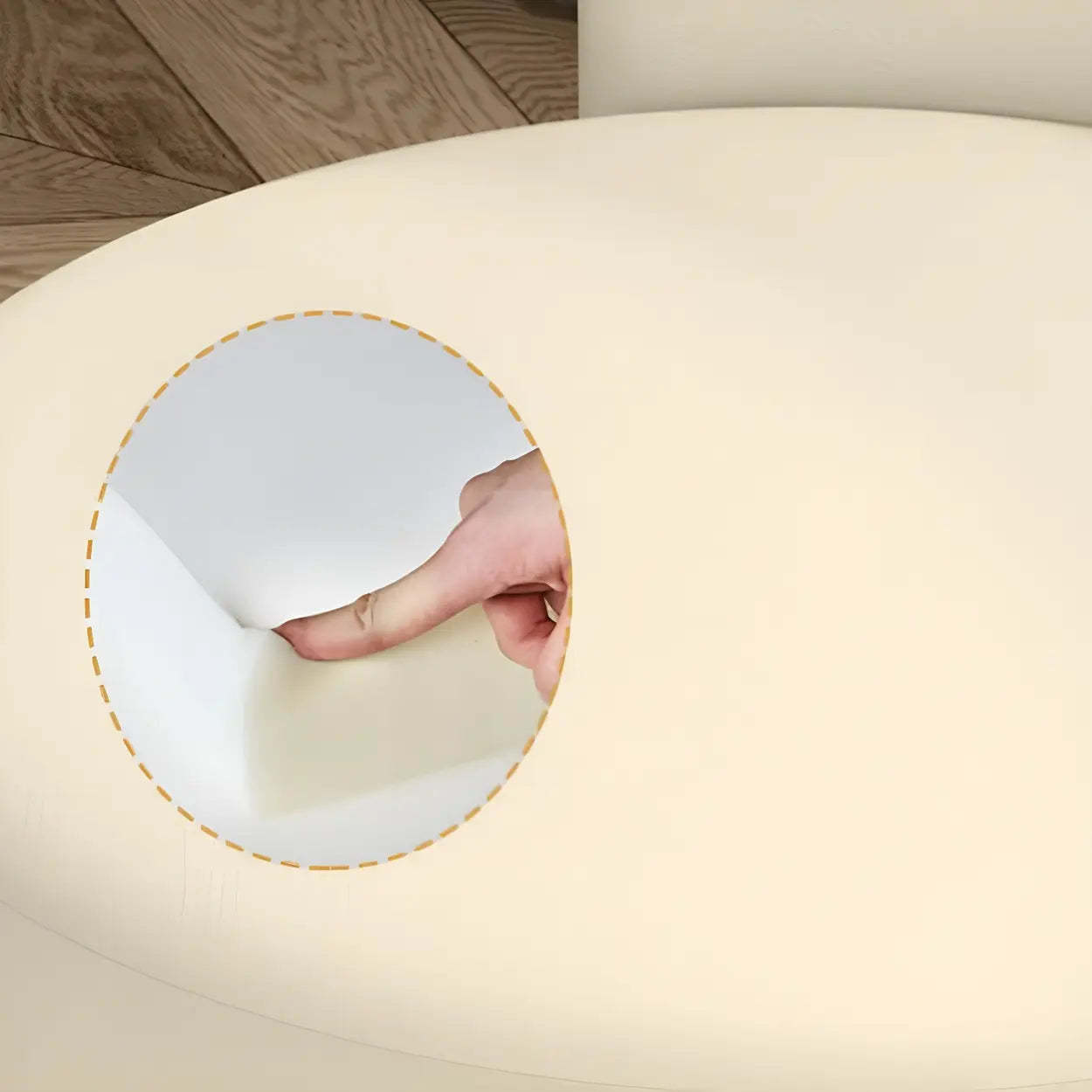 Round Leather Vanity Stool with Backrest