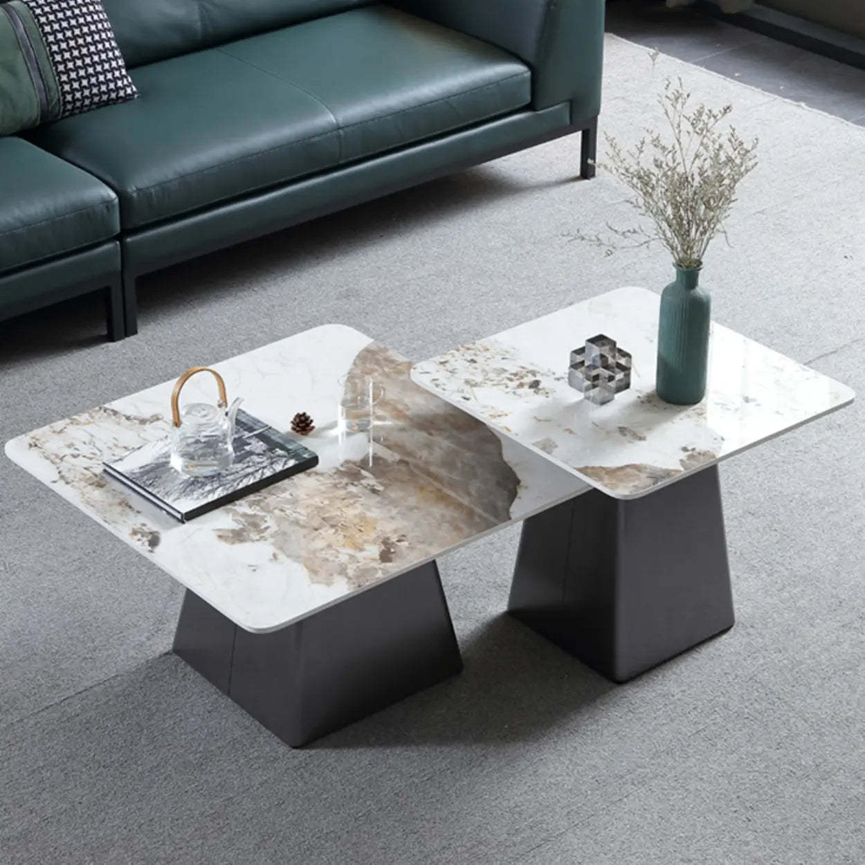 Gray Scratch-Resistant Stone Square Bunching Tables