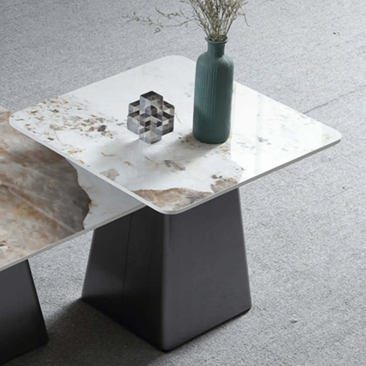 Gray Scratch-Resistant Stone Square Bunching Tables