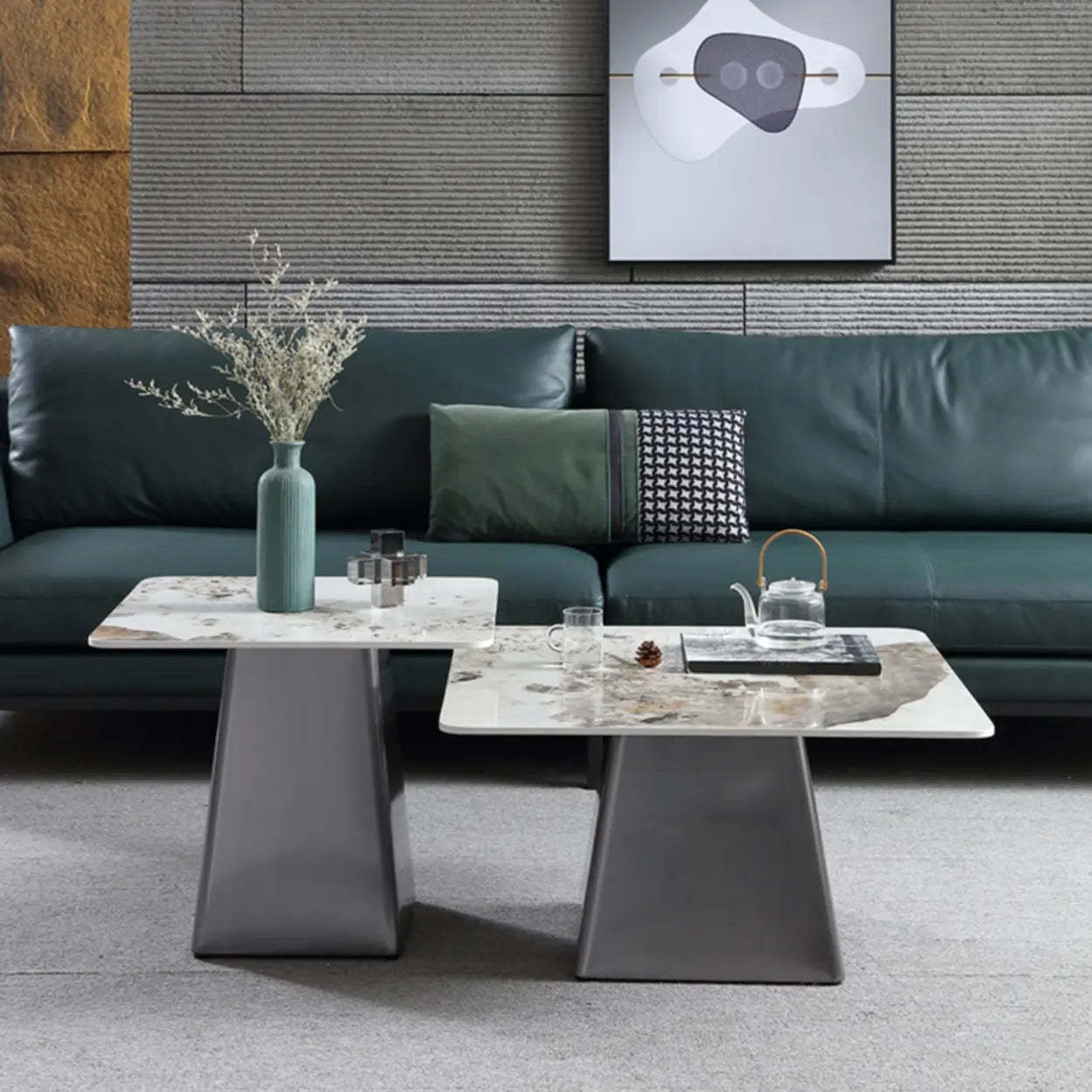 Gray Scratch-Resistant Stone Square Bunching Tables