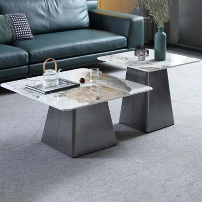 Gray Scratch-Resistant Stone Square Bunching Tables