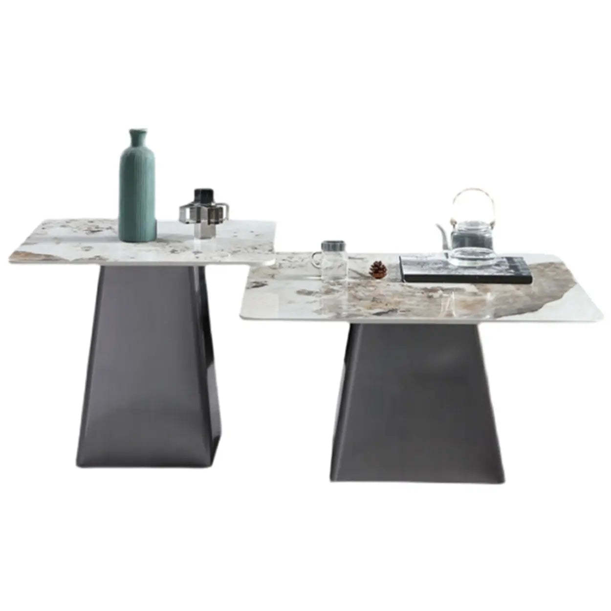 Gray Scratch-Resistant Stone Square Bunching Tables